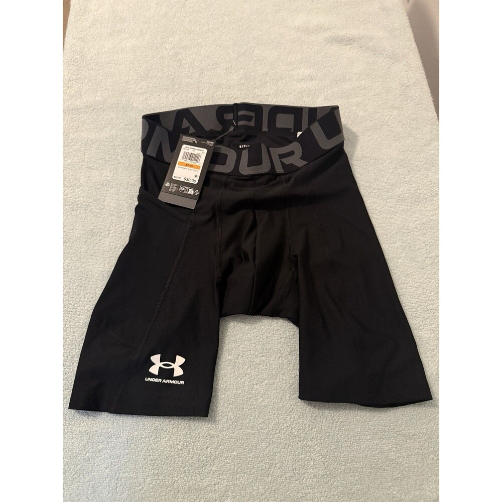 Under Armour HeatGear Compression Shorts Mens Small Black Athletic Training NWT